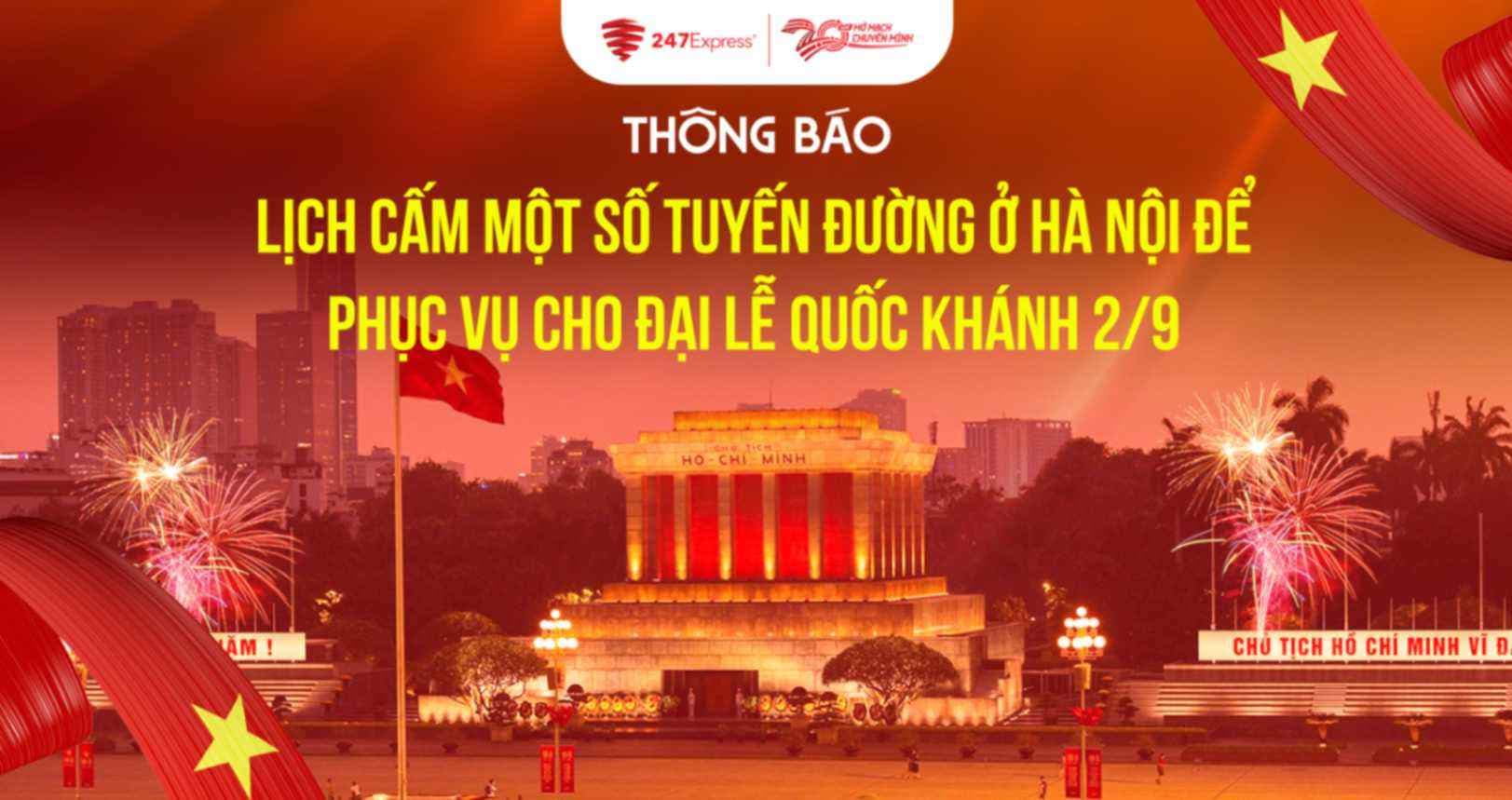 Thông báo: Lịch cấm lưu thông tại Hà Nội, phục vụ lễ Quốc Khánh 