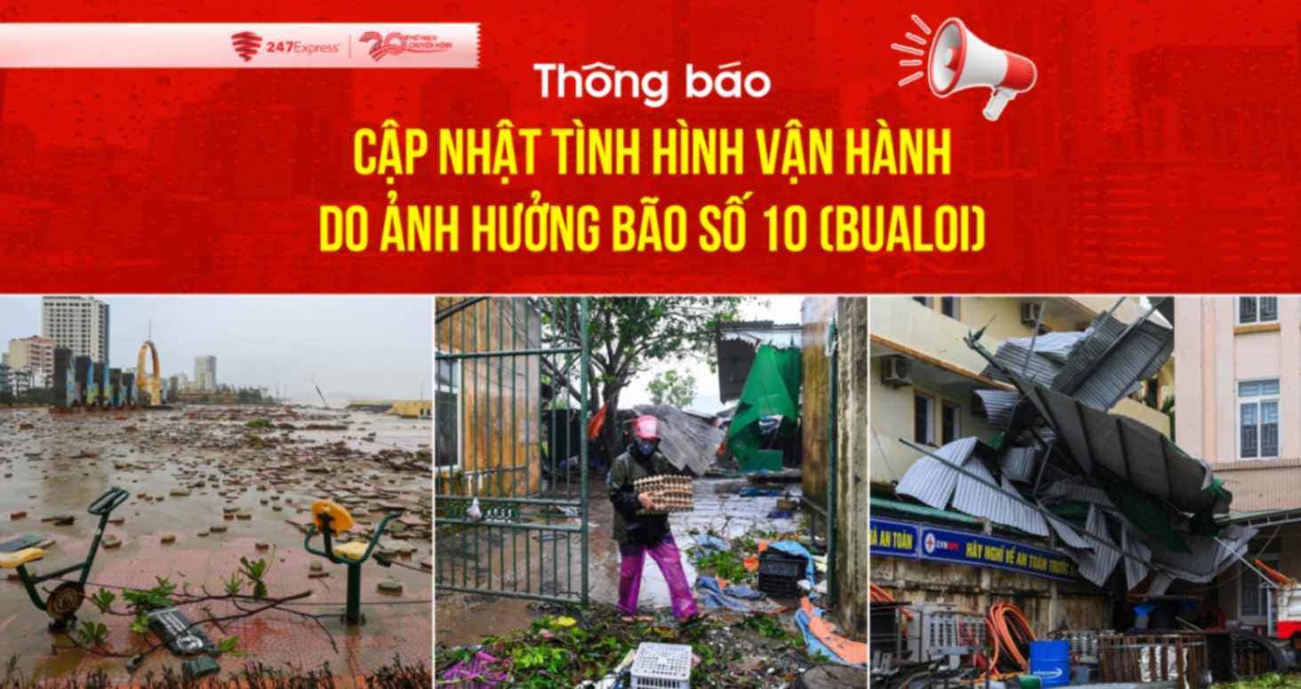 Thông báo: Cập nhật tình hình vận hành do ảnh hưởng bão số 10 (Bualoi)